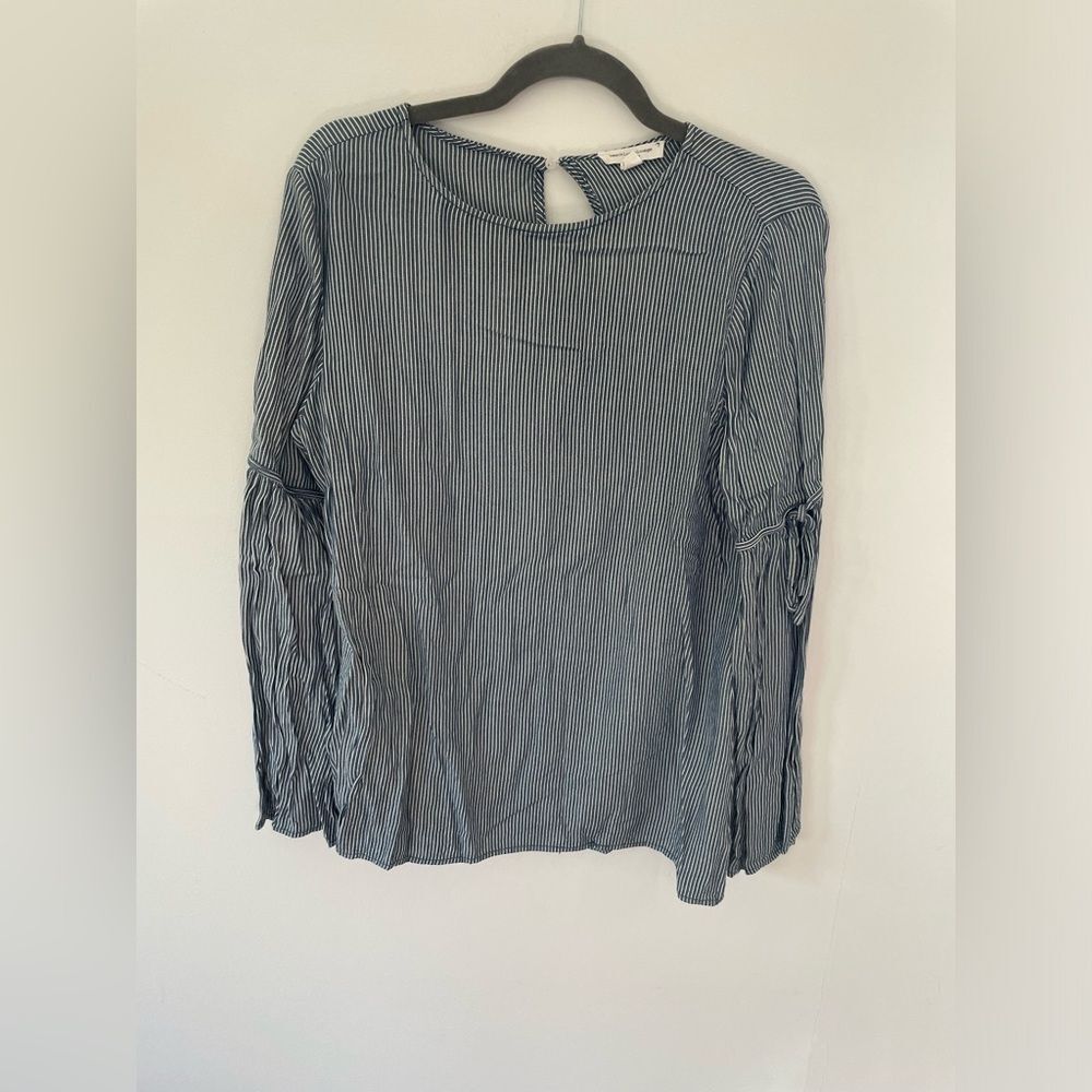 Beach Lunch Lounge Striped Pullover Shirt Bell Sleeve Size m